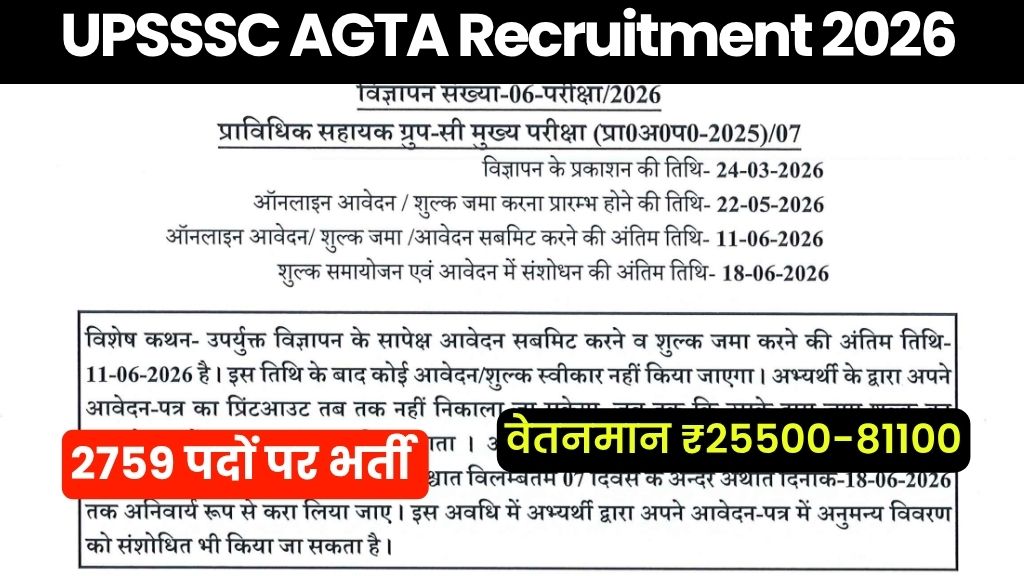 UPSSSC AGTA Recruitment 2026